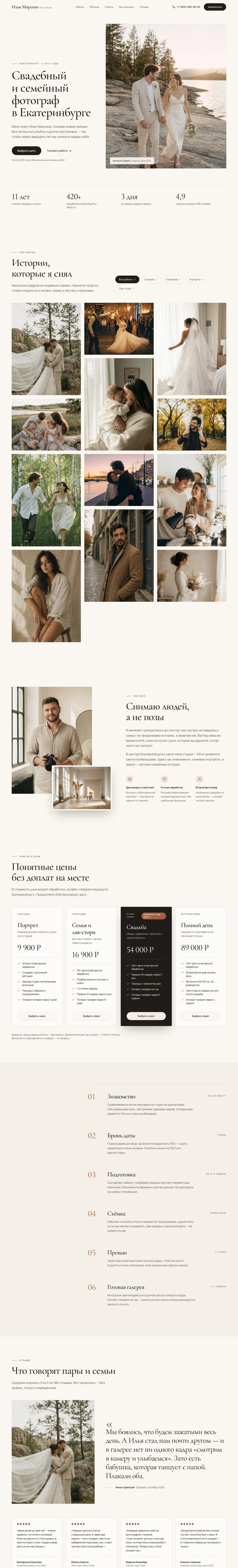 Шаблон портфолио фотографа: вид на компьютере