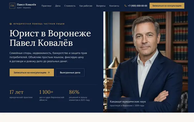 Шаблон сайта юриста — пример сайта